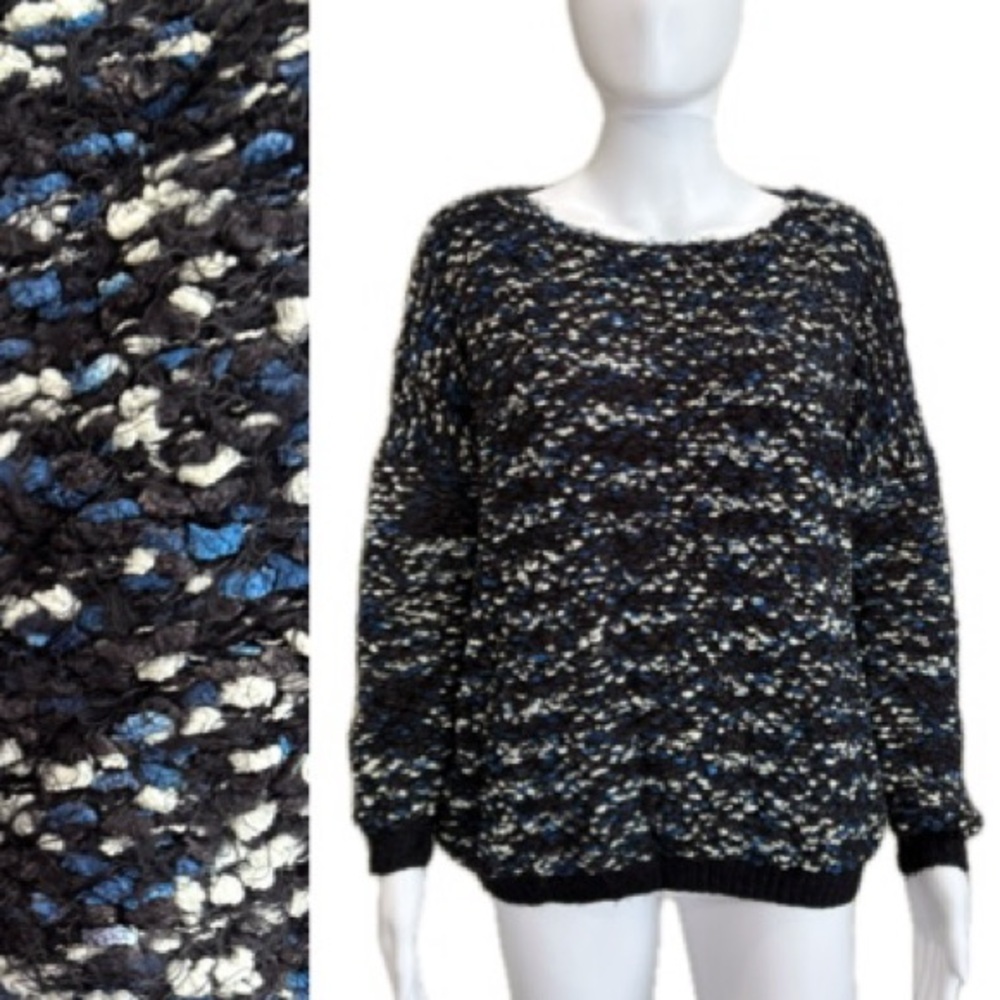 Suncoo Paris Eyelash Sweater Womens Size T1 Small 3D Tweed Knit Slouchy Pullover